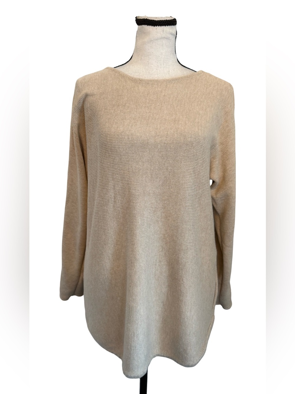 Michael Kors Cream Knit Sweater Tunic Side Zipper Oversized Medium